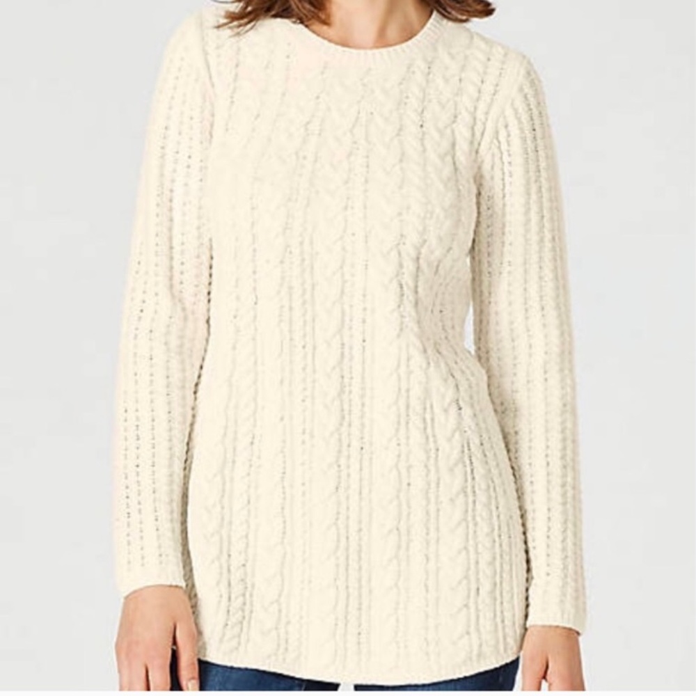 J. Jill Cable Knit Chenille A Line Sweater